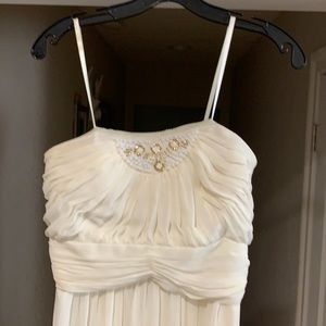 Long white maxi dress with beaded detailing